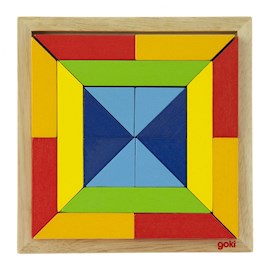 ასაწყობი ხის ფაზლი Goki 57572-3, World of shapes - square, 20part